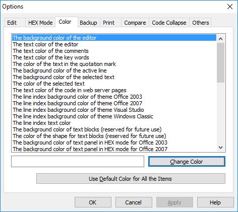 Color 1 2 3 4 1. Color List. 2. Color of the selected item in Color List. 3. Click this button to change the color of the selected item in Color List.