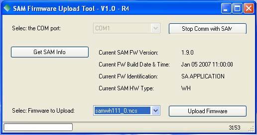 After pressing the Get SAM Info button, the application displays the information of the current SA Module.