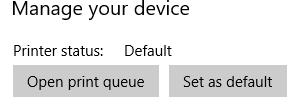 Select Start Settings Devices to set the default printer.