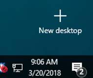 Adding a virtual desktop In order to add a virtual desktop, click the Task View button on the taskbar, or by pressing the Windows Key + Tab.