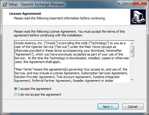 Installing OpenAir Exchange Manager 7