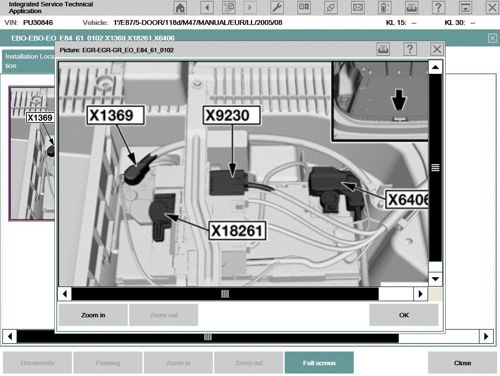 BMW Group Page 75 Fig. 5-43 Zoom function, example The buttons in the action line have the following functions: Zoom in: Magnifies the view in several steps.
