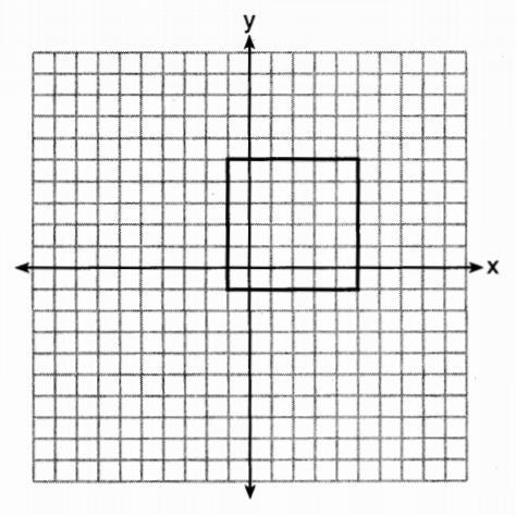 15. MULTIPLE CHOICE: In the diagram below, a square is graphed in the coordinate plane. A reflection over which line does not carry the square onto itself? A. x = 5 B. y = 2 C. y = x D.
