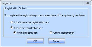 4. ' Activation Completed Successfully ' message is displayed after the process is completed successfully. Click OK. To register the software, when you have a key, follow the steps given below: 1.