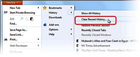 Clearing the Firefox Browser History Clearing the Firefox Browser History As you browse the web, a lot of the information regarding the sites you've visited is stored on your computer.