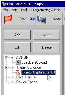 2 Select the trigger condition name "TurnOnCaptureStartBit" from