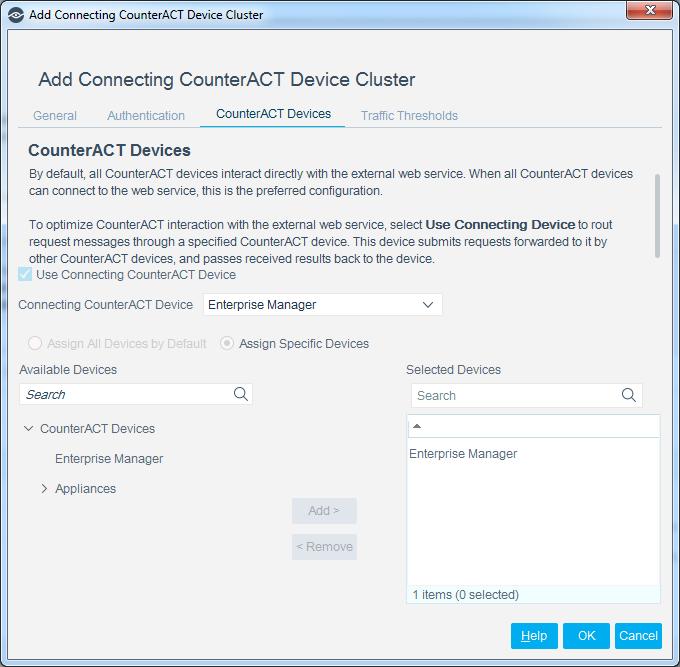 4. Use a Connecting CounterACT Device is selected by default.