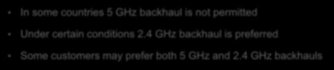 4 GHz backhaul is preferred Some customers may prefer both 5 GHz and 2.4 GHz backhauls MAPs 2.