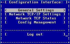 The Configuration Interface main menu opens. See Figure 11. Figure 11 Configuration Interface menu 3.