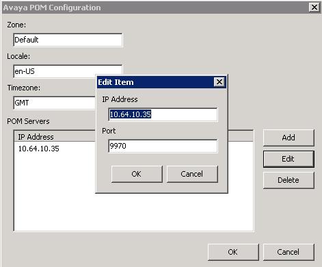 On the Avaya POM Configuration window, select Add.