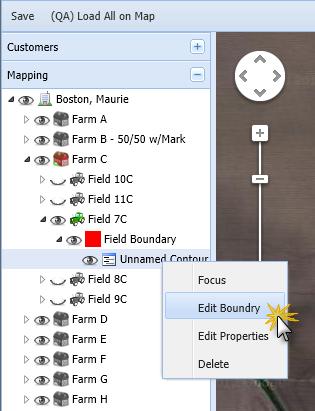 Editing a Field Boundary 1. Launch AgOS Mapping 2. Search for a specific customer 3. Double click on the desired customer. This will open the customer s objects for use. 4.