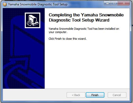 Finally, the Setup Wizard screen will be shown confirming that Yamaha Snowmobile Diagnostic Tool has been installed.