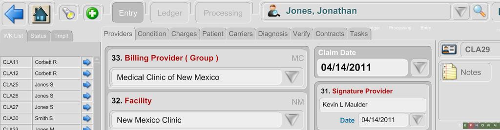 Signature information is required, return to the Patient Information screens by clicking on the magnifier icon at the top of the screen.