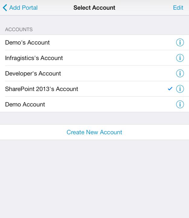 After tapping the account, all existing accounts are displayed and you