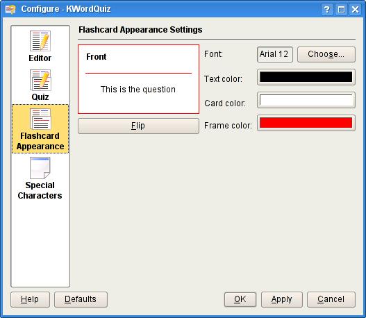 Select Defaults to restore all settings to predefined defaults. Select Apply to make your changes without closing the dialog. Select OK to make your changes and close the dialog.