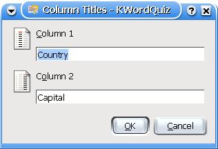 9.5 Column Titles Use this dialog to define the column titles of the