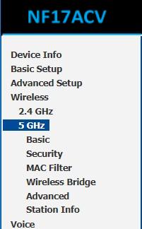 4 GHz Wireless configuration pages 5 GHz Wireless configuration pages We recommend that you access the web interface over a wired connection