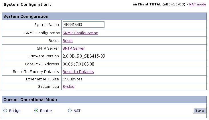 2.5. Changing from NAT to Router Mode The default configuration of the airclient TOTAL is in the NAT mode.
