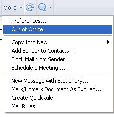 Out of Office When leaving the office, you can set-up an Out of Office notification that could include two messages.