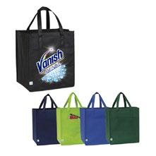 82 Our large capacity pocket Shopper Tote Bag has a drop-in board insert and a large front pocket. Made of non-woven Polypropylene 90+ GSM and is recyclable.