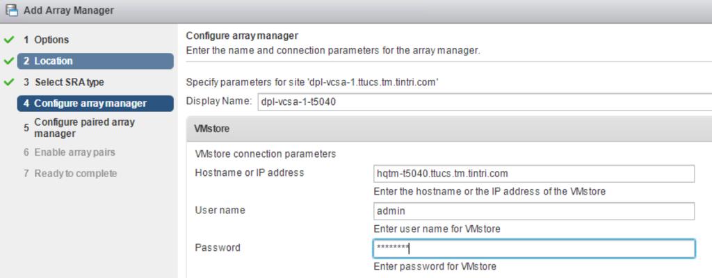 Figure 29 - Add Array Manager - Configure array manager The first parameter to be input is the Display Name field.