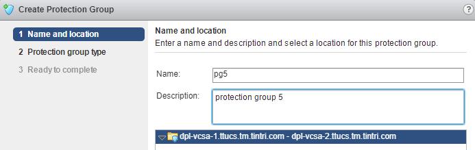 Figure 37 - Create Protection Group Within the Array Manager pane select the Related Objects tab and click Create Protection Group.