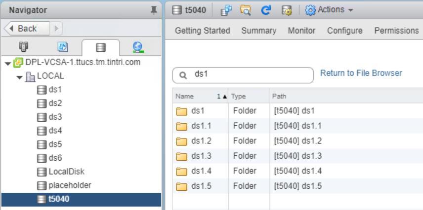 Figure 56 - Stale folders In the example provided, the datastore named ds1 was originally backed by the folder path /tintri/ds1.