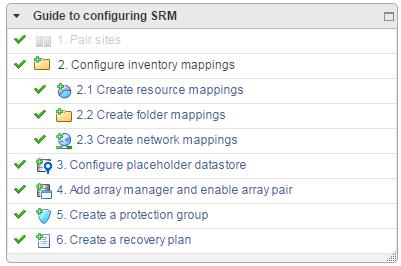Verifying the Configuration Steps At any instance, you may verify the configuration steps that you must complete to set up the recovery plan.