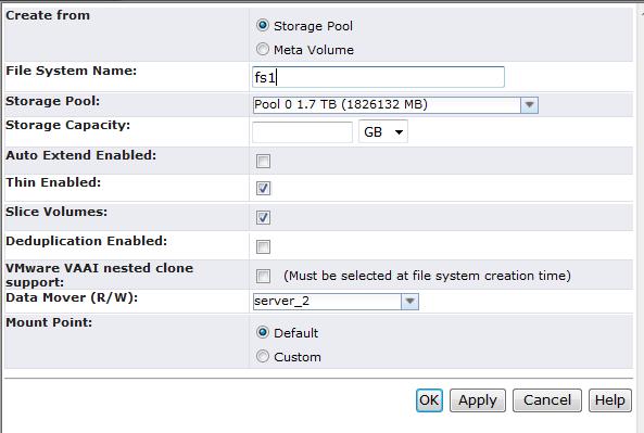 VSPEX Configuration Guidelines Figure 41. Create File System dialog box The newly created File System appears on the File Systems tab. 1.