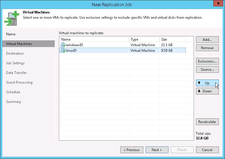 Step 4. Define the VM replication order If you have included a number of VMs or VM containers in the replication job, you can specify the order in which VMs must be processed.