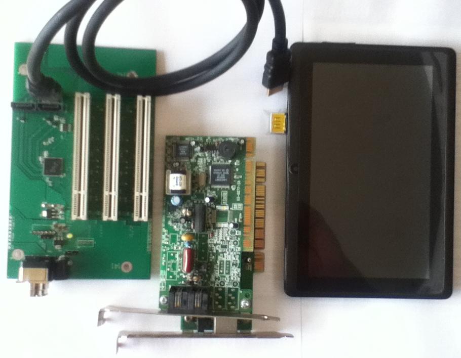 A user can utilize a device enabled in the above way by using a cable to connect to PCI cards: ***pic.5 a tablet + HDMI con.