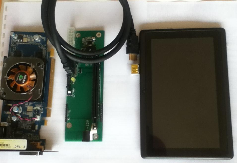 ***pic.6 a tablet + HDMI con., a cable, xprs-px-x16 + PCI Express -x16 card The above image shows real products.