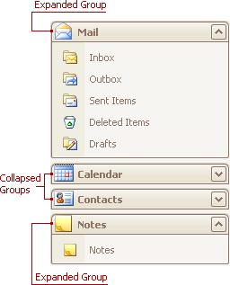 Navigation Bars Navigation Bar 104 Expand Groups in the Navigation Bar That Can Display Multiple Groups at One Time Windows Explorer Bar style navigation bars can display multiple groups at one time,