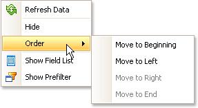 To move a field to a different position within the same area, you can also use the