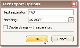 Print Preview TXT-Specific Export Options 157 When exporting a document, you can define TXT-specific exporting options using the following dialog.