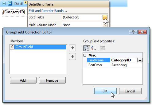Change or Apply Data Sorting to a Report 179 This document demonstrates how to sort a report's data. In this example, we use a report containing a Label control bound to a CategoryID data field.