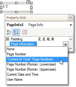 To add page numbers or system information to a report, locate the Control Toolbox and drag and drop the Page Info control.