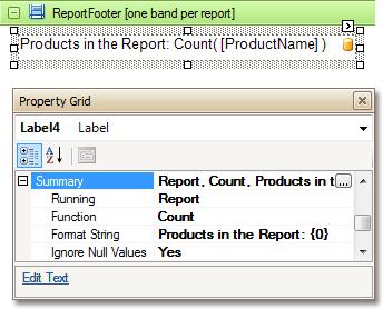 283 Set the Running property to Report, Function to Count,