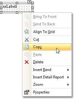 Context Menu 292 The Context Menu can be invoked by the right-clicking a report or its elements.
