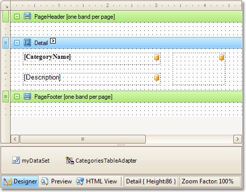 Designer Tab 296 The Designer Tab allows you to customize a report, manage its
