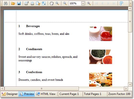 Preview Tab 302 There are three tabs at the bottom of the Report Designer (Designer, Preview and HTML View), allowing you to quickly switch between different views.