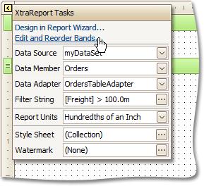 Report Bands 316 The Report Designer creates banded reports, where bands are report sections that can be printed once in a report (report header and footer), on each report page (page header and