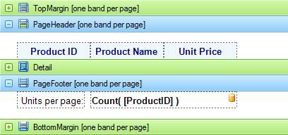 Page Header and Footer 328 The Page Header and Page Footer bands are located at the top and bottom of every page in a report.