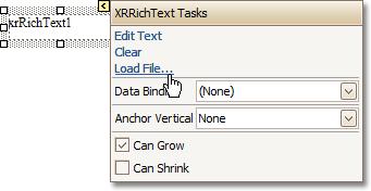 Rich text files (RTF) can be loaded to this control via its Smart Tag. In the Property Grid, the Rich Text control's properties are divided into the following groups.