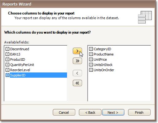 Step 4 - Choose Columns to Display in Your Report 397 Purpose Choose fields (attributes) whose data will be displayed in your report.