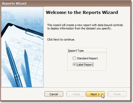 Label Report Wizard 407 The Report Wizard allows you to create reports of two kinds - standard reports and label reports.
