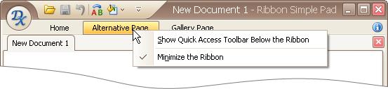Ribbon Minimize Ribbon 414 To minimize the Ribbon, right-click any command and select Minimize the Ribbon: To restore the Ribbon, right-click any command or
