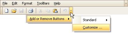 Toolbars and Menus Layout Customization 442 Open Toolbar Customization Window Opening the Customization window activates the customization mode where you can: Rearrange, hide and display bar commands.