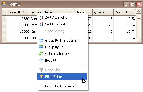 Filter Editor 48 Examples of Using the Filter Editor The Filter Editor allows you to filter data (display those records that meet specific requirements), by visually constructing filter criteria in a