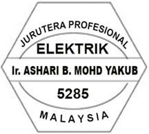 memberi perkhidmatan kejuruteraan profesional dengan menggunakan stamp yang diluluskan oleh Lembaga Jurutera Malaysia seperti contoh di bawah Under Section 7(1) Registration of Engineers Act 1967
